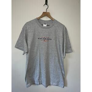 Vintage Vail Colorado Shirt Gray Flag CO Graphic Ski Tee Y2K 2000 Large